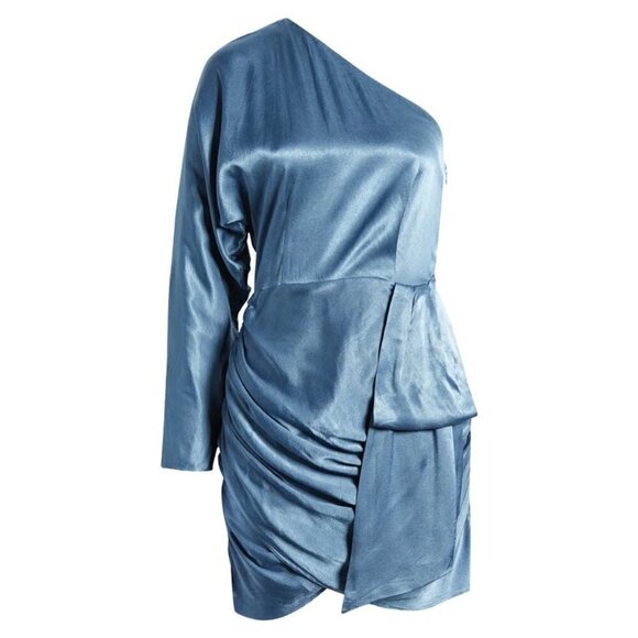 Elliatt Saronic One-shoulder Dress In Blue Medium New Womens Satin Cocktail - Picture 10 of 15